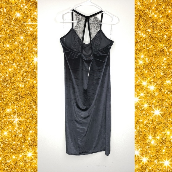 NEW blck Velvet Stretch Sexy off-shoulder Backless - Picture 5 of 8